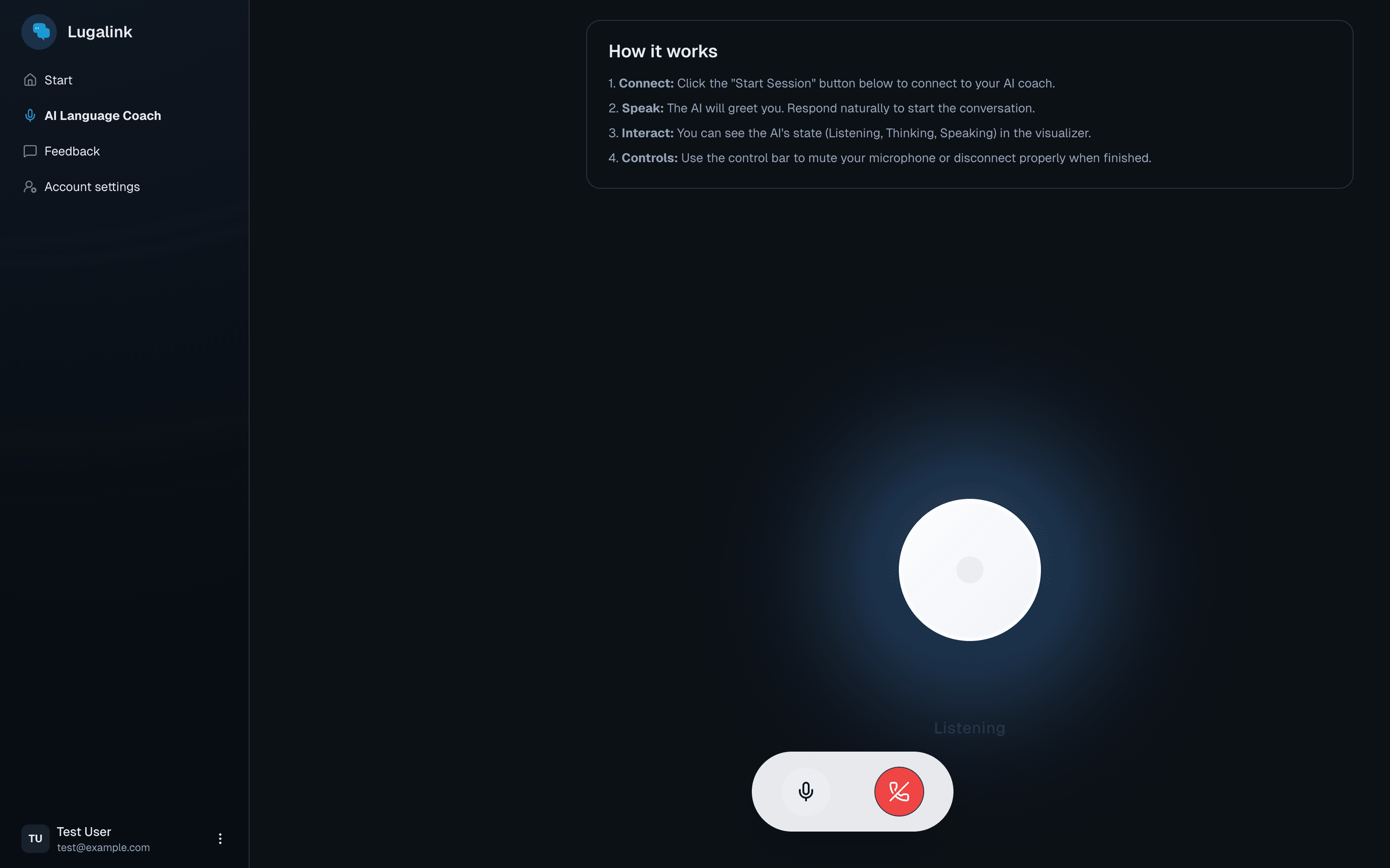 Lugalink App Interface showing AI conversation