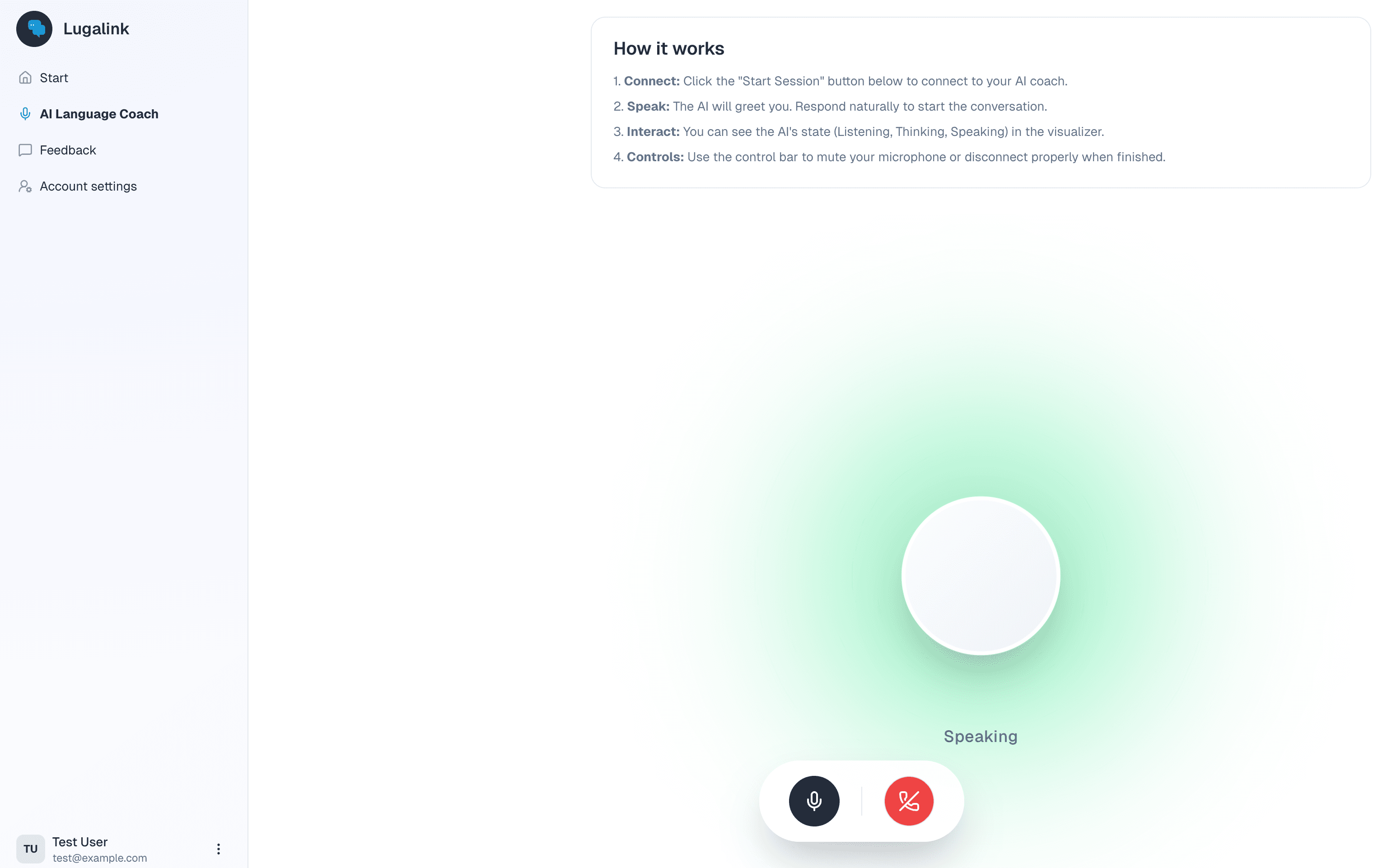 Lugalink App Interface showing AI conversation